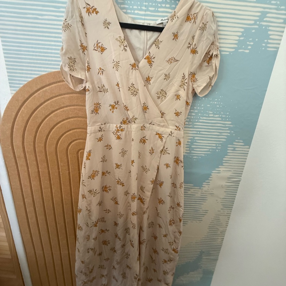 Madewell Cream Floral Maxi Dress with Mustard Accents